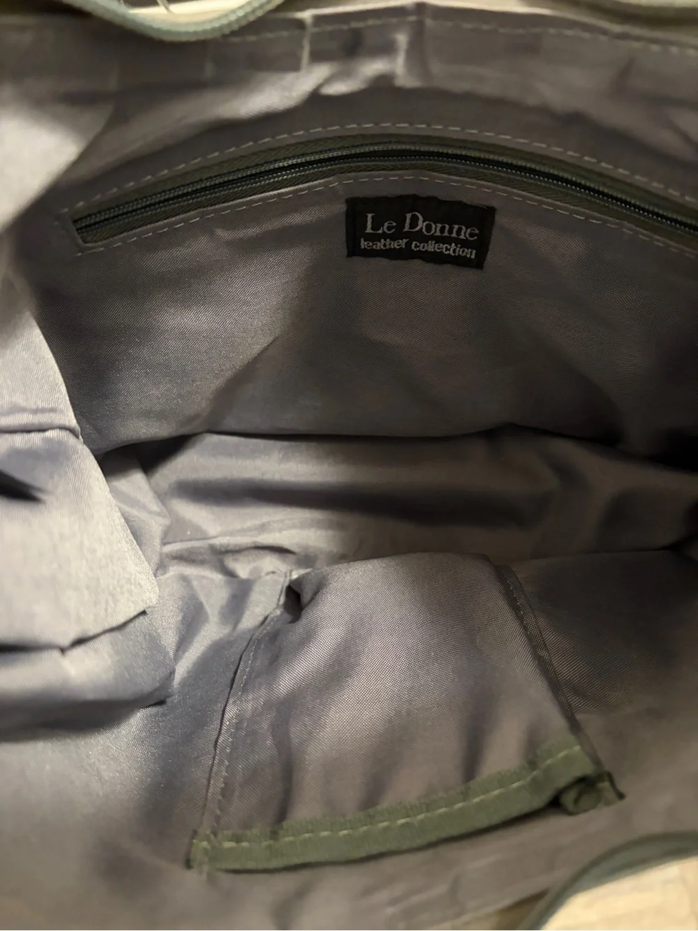 Le Donne Gray Full Grain Leather Classic Hobo Shoulder Bag Minimalist 90s